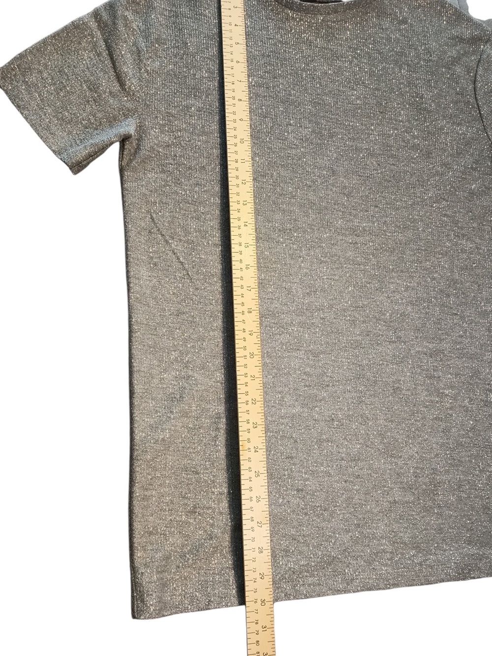 Zara Trafaluc Metallic Silver Crewneck Short Sleeve Tee - Picture 3 of 6